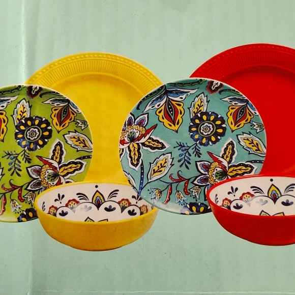 Floral Melamine 12 piece  dinnerware set - Picture 2 of 7